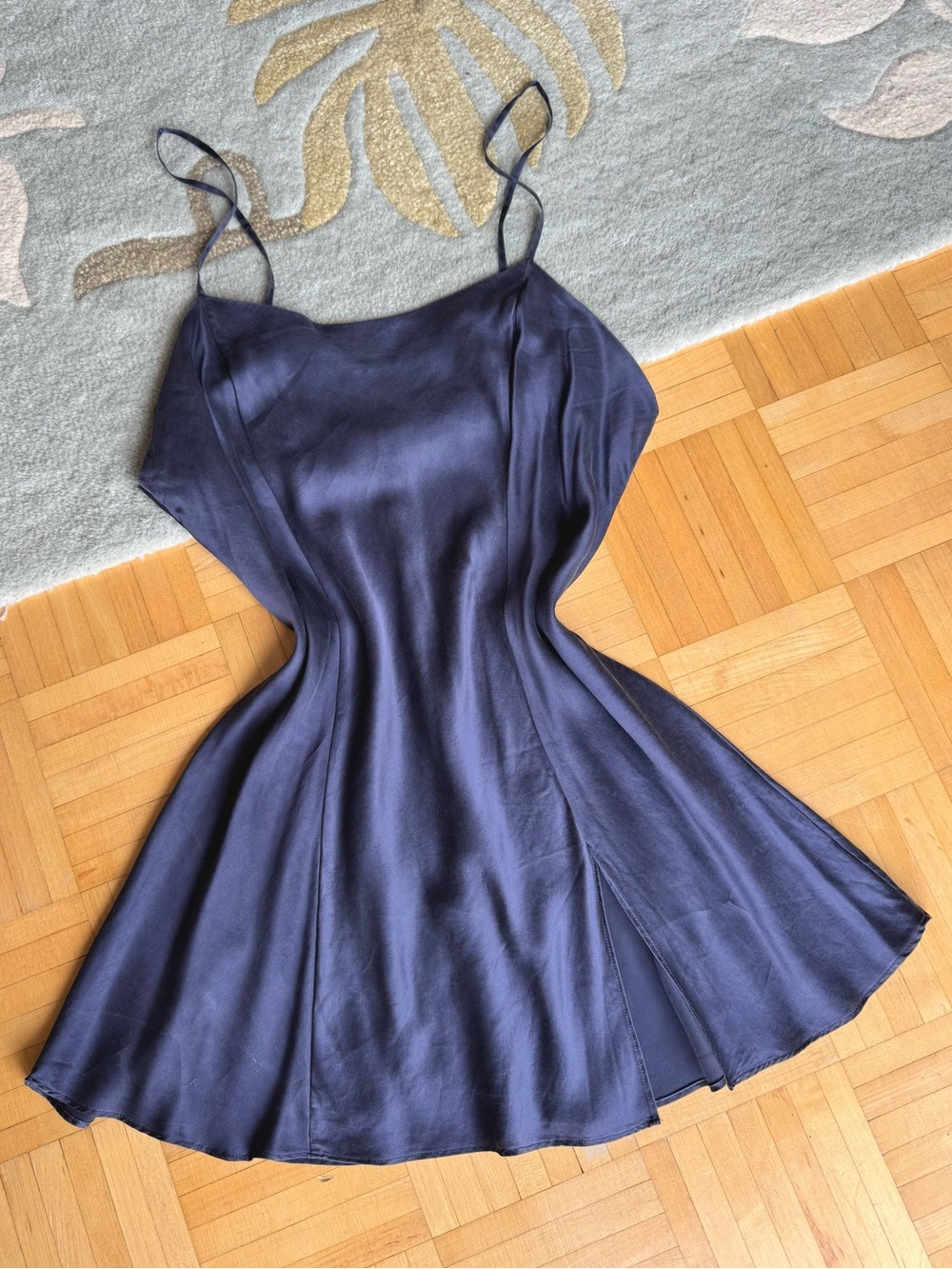 Vintage 90s Victoria’s Secret Blue 100% Silk Slip Dress L